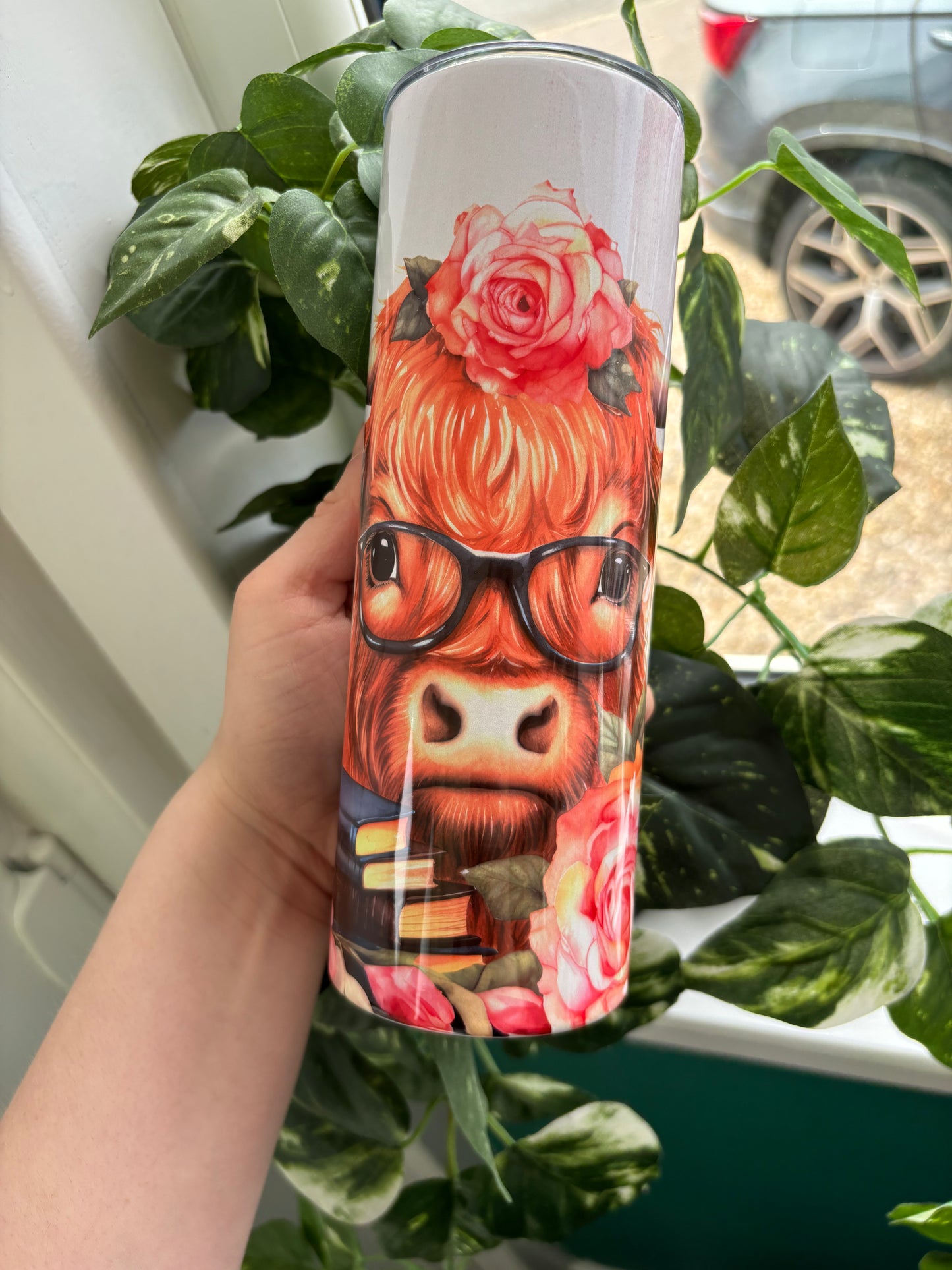 20oz tumbler, highland cow book