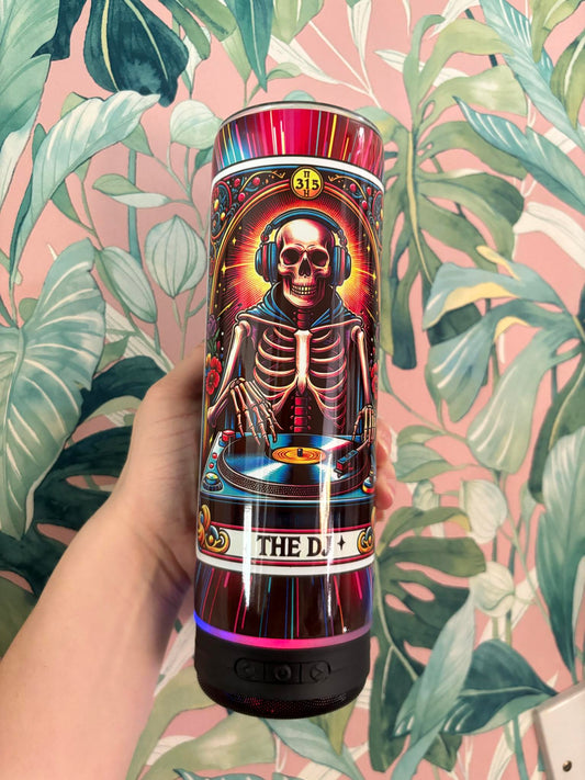 20oz Bluetooth Speaker Tumbler - DJ Skeleton Design