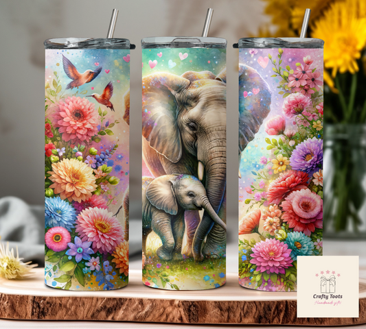 20oz Tumbler floral elephant