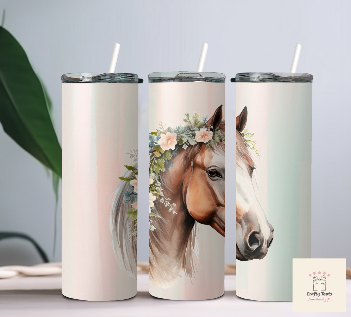 20oz Floral Horse Tumbler