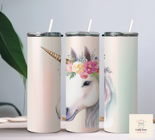 20oz Floral Unicorn Tumbler