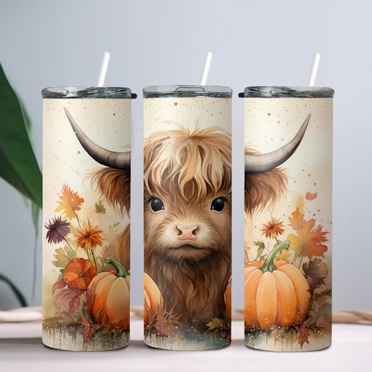 20 oz tumbler pumpkin highland cow